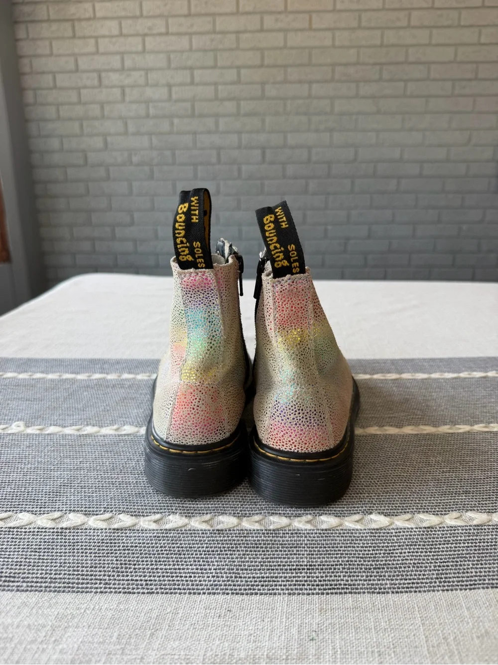 Dr. Martens 1460 Pascal Rainbow Iridescent Lace Up Boots Juniors Girls Size 2